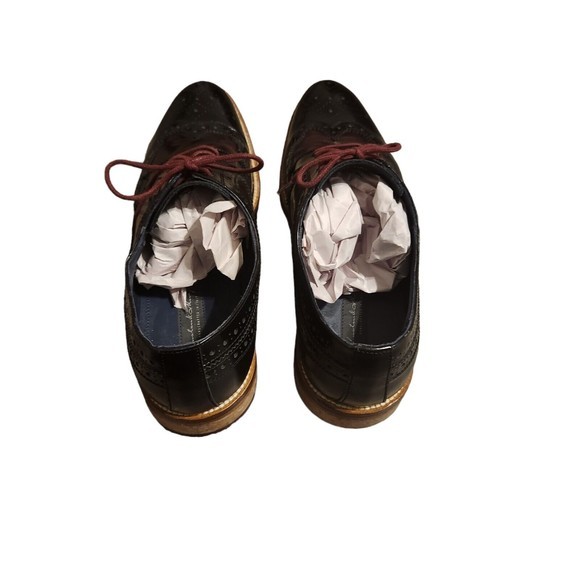 Johnston & Murphy Black Mahoghany Wingtip Oxfords Italian Men's Shoes Size 10 M‎ - Picture 4 of 6